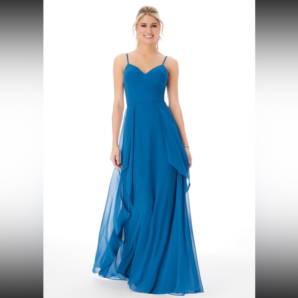 MORILEE MADELINE GARDNER Chiffon bridesmaid dress with cascading skirt overlay